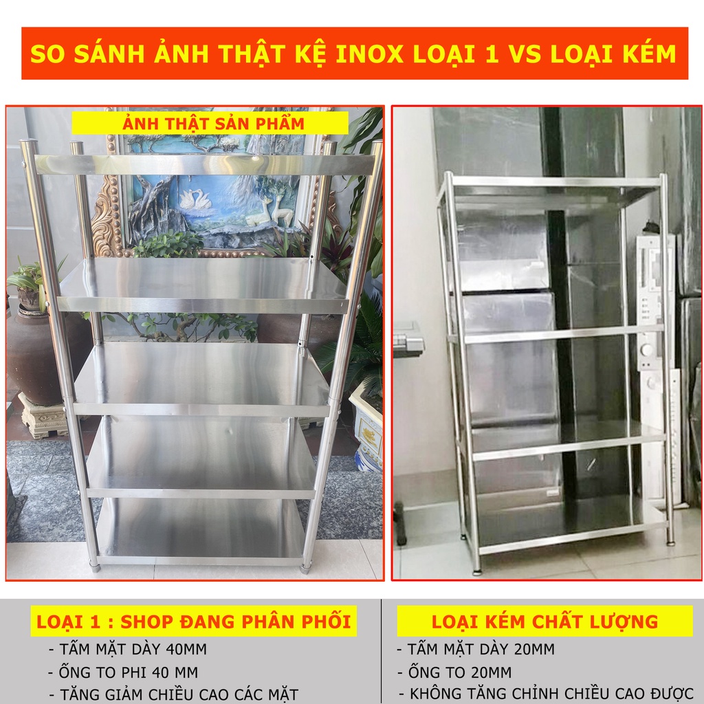 Kệ Để Đồ Đa Năng Inox 304 Nguyên Bản, Chịu lực 300Kg, Không Han Gỉ, Chất Lượng Cao, nhiều kích thước MKS040