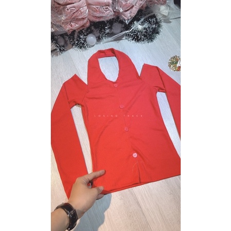 ÁO CROPTOP PHỐI YẾM TAY RƠI ÔM BODY ĐỎ TẾT TRONG2