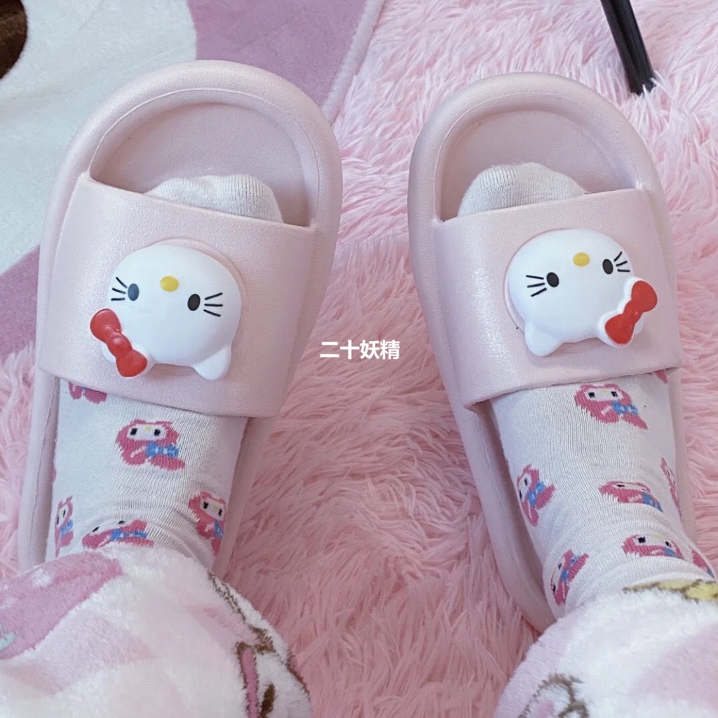 ✿soft girl’s essential Hello Kitty slippers, cute soft-soled girly summer sandals, daily non-slip one-word sandalsdép lê nữdép lê quai ngangdép lê bé traiDép lê