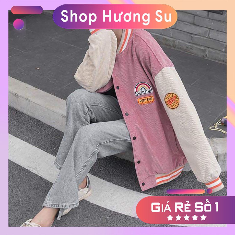 Áo Bomber Vải Nhung Gân Unisex "Cầu Vồng DEEP END"-HươngSu