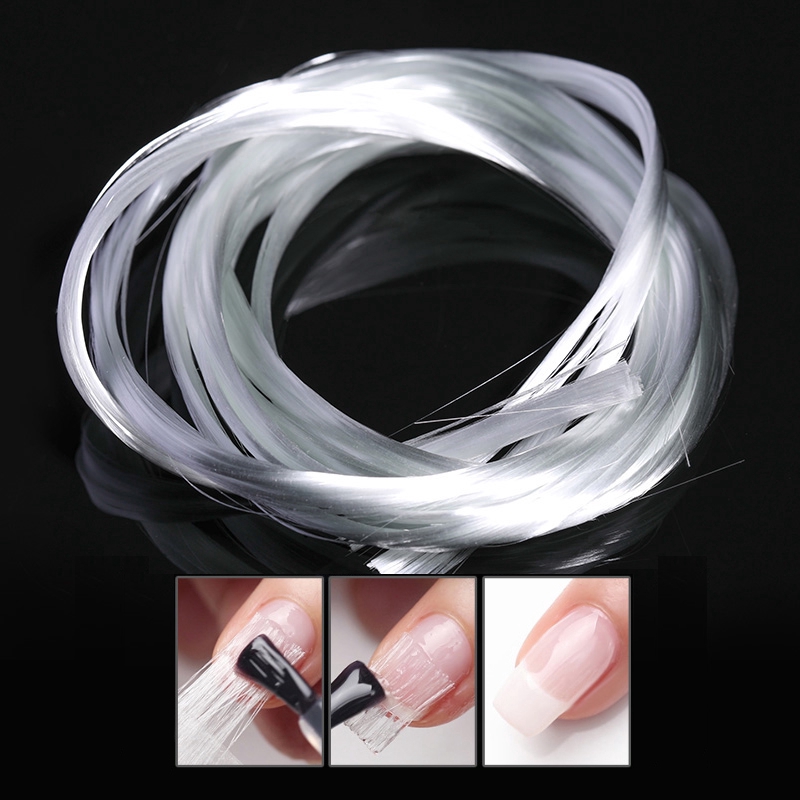 Cuộn sợi thủy tinh 1m/2m/5m màu trắng trong dùng đắp móng tay nghệ thuật
