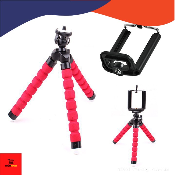 Trùm Giá Tốt - Tripod Bạch Tuộc 3 Chân Để Điện Thoại Để Bàn, Cầm Tay, Tặng Kèm Kẹp Điện Thoại