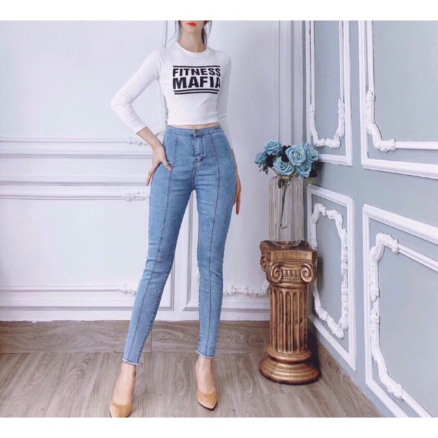 Quần jean cao cấp chuẩn lưng cao ảnh chụp thật