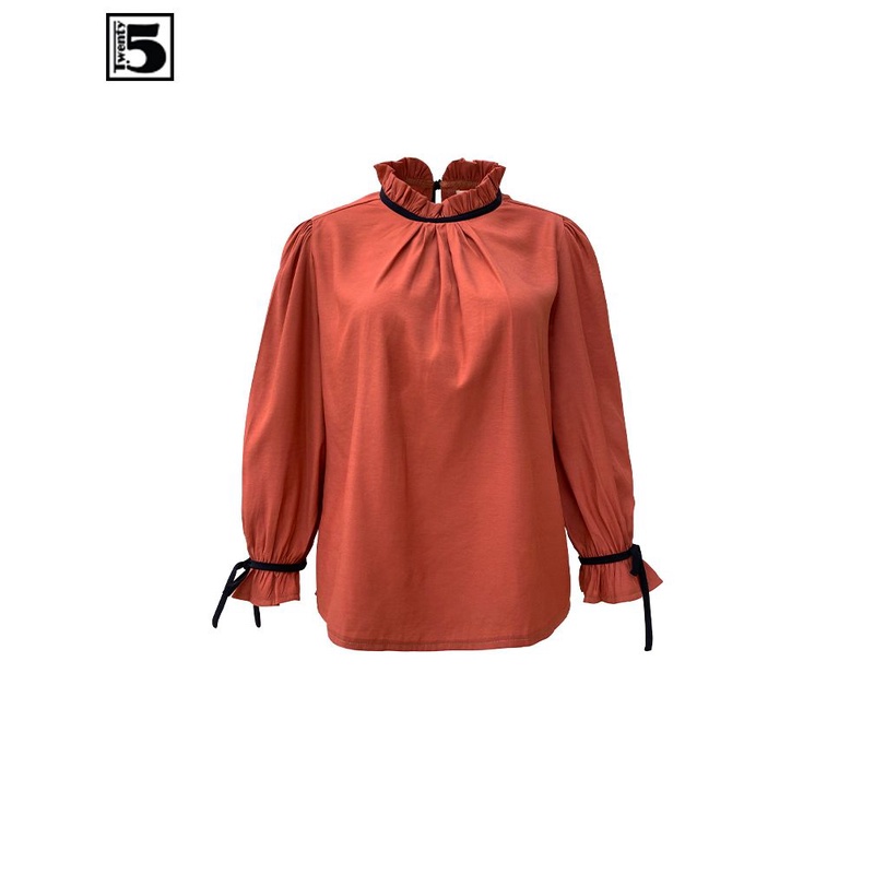 Áo sơ mi công sở nữ, áo cổ nơ bèo Twentyfive N1001