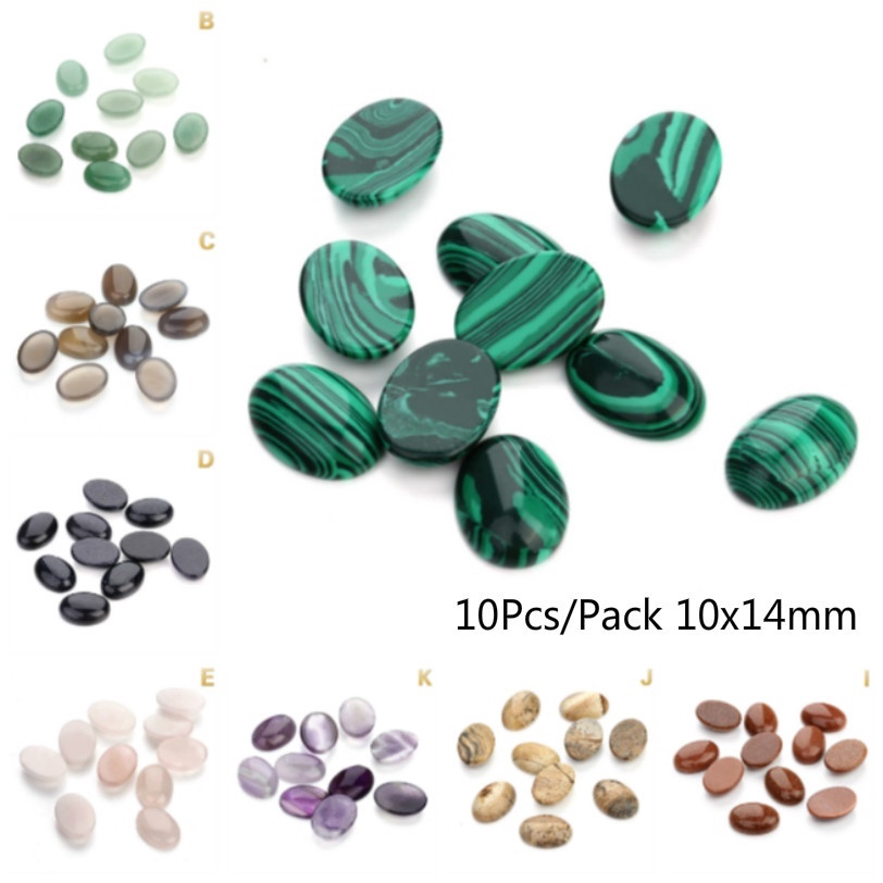 Bộ 10 Viên Ngọc Mài Tròn Hình Oval 10x14mm Dùng Trang Trí Sổ Tay/Làm Trang Sức Thủ Công