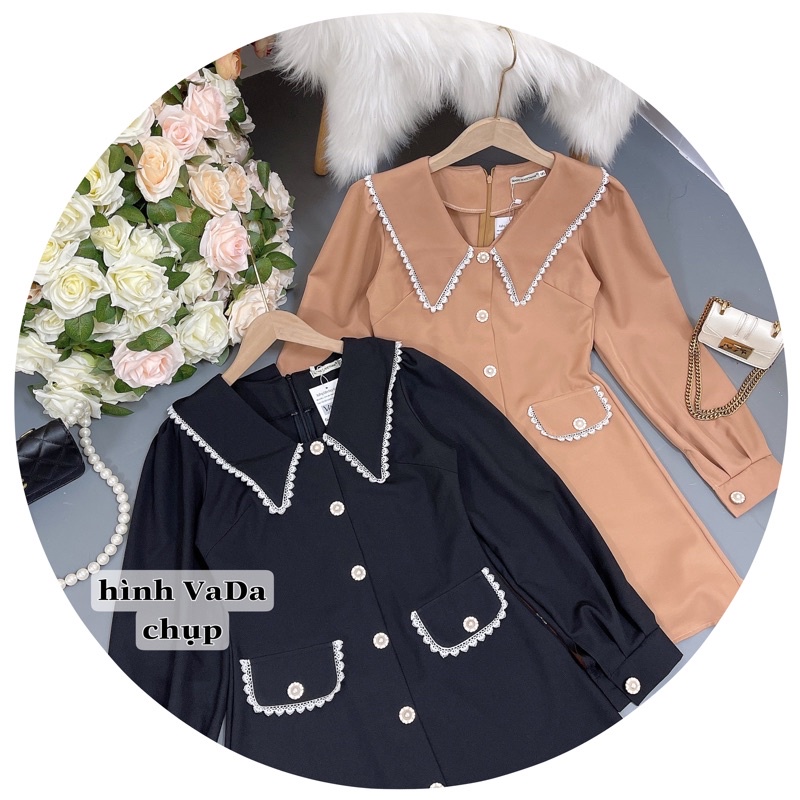 Đầm váy nữ dự tiệc cưới công sở 2 màu hàng thiết kế dáng A  cổ viền thời thượng  - Thời Trang VADA