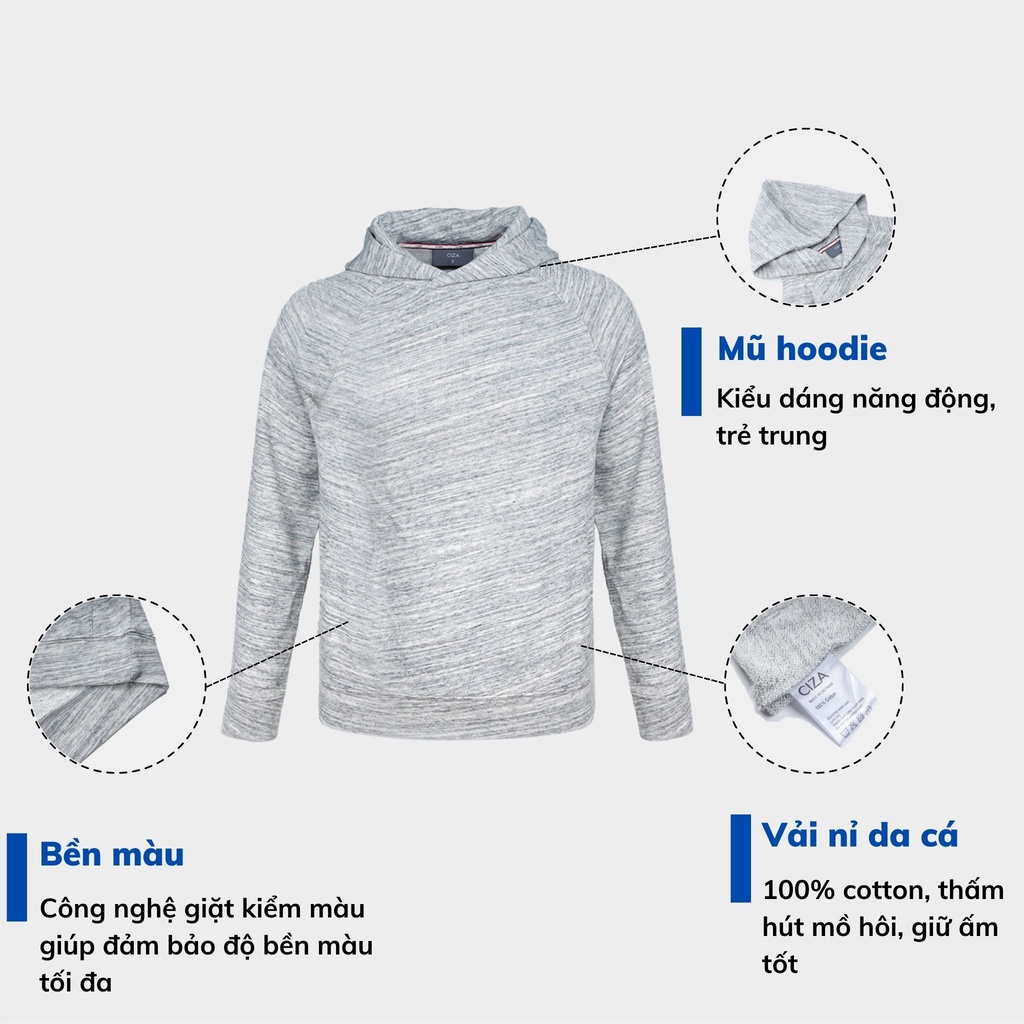 Áo hoodie dài tay nam CIZA form rộng vải nỉ dệt sợi cotton trẻ trung cá tính size S M L XL AHDR16