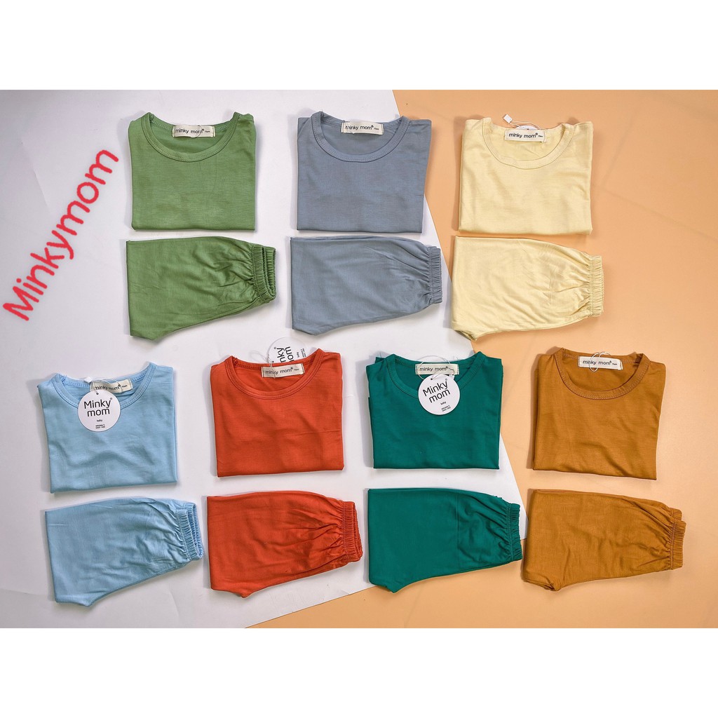 Best SALE!! Bộ Dài Tay THUN LẠNH MINKYMOM Màu Trơn Cho Bé TD-TR01