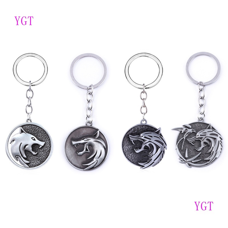 Móc khóa hình đầu sói phong cách gothic cổ điển thời trang cho nam nữ 3
