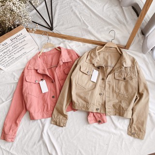 Áo khoác crop khaki