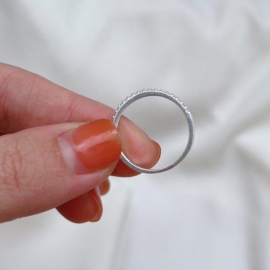 Nhẫn bạc nữ DaLiA Jewelry nhẫn bạc đính đá 2 hàng đơn giản dễ phối đồ chuẩn bạc thật 925