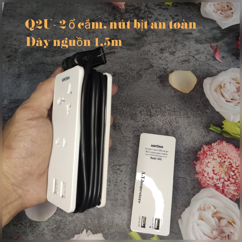 Ổ cắm điện thông minh, Ổ điện SOPOKA Q2U Q4U tích hợp cổng USB tiện lợi