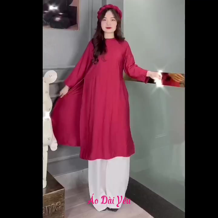 Áo dài cách tân nữ dáng suông đủ màu, Áo dài xuông dáng xưa 2 tà lửng thiết kế đủ màu cổ tròn lụa tây thi - aodaiyeu | BigBuy360 - bigbuy360.vn