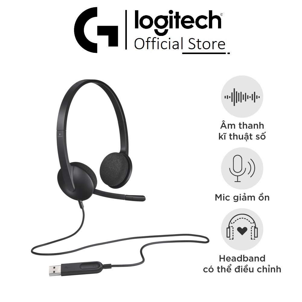 Tai nghe Logitech H340 Micro khử tiếng ồn Kết nối cổng USB - Bảo hành 2 năm