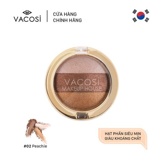 Phấn mắt Vacosi 3 màu hộp tròn VP06-02 Peachie | BigBuy360 - bigbuy360.vn