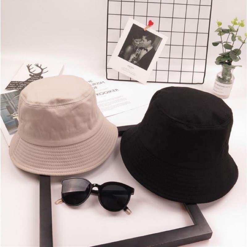 Nón bucket tròn vành trơn phong cách Ulzzang Unisex