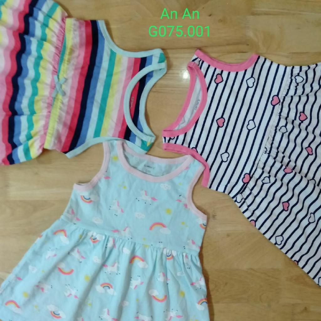 Váy đầm sát nách bé gái Carter's Cambodia xuất khẩu vải 100% cotton Size 6M-24M siêu phẩm mùa hè An An