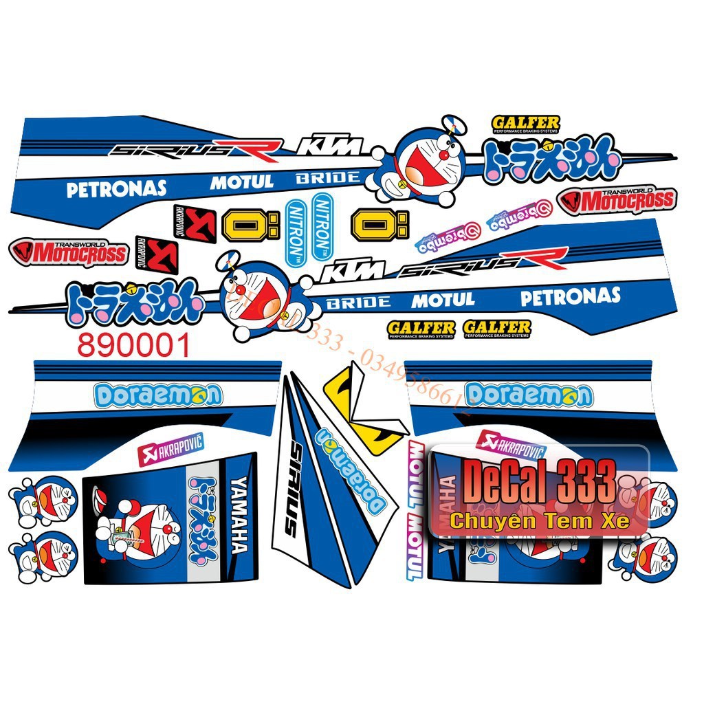 Tem Rời SIRIUS DOREMON XANH 890001 (Tem Chế 3 Lớp Chống Phai Màu)