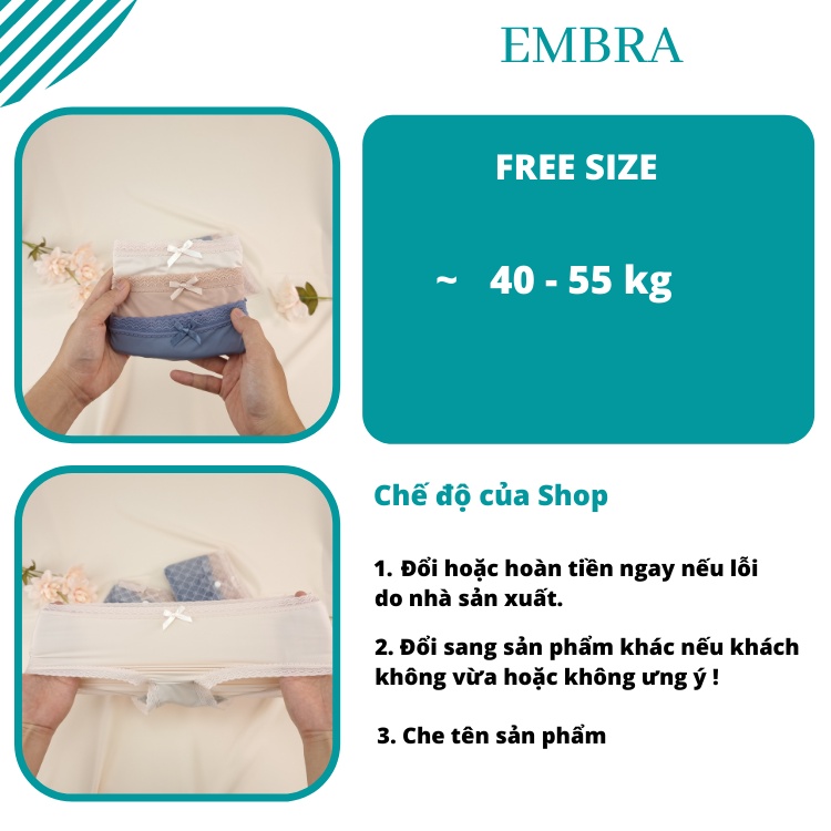 Quần lót nữ EMBRA vải thun lạnh xuất hàn 3 chiếc 1 túi hàng cao cấp Mã EBQL05