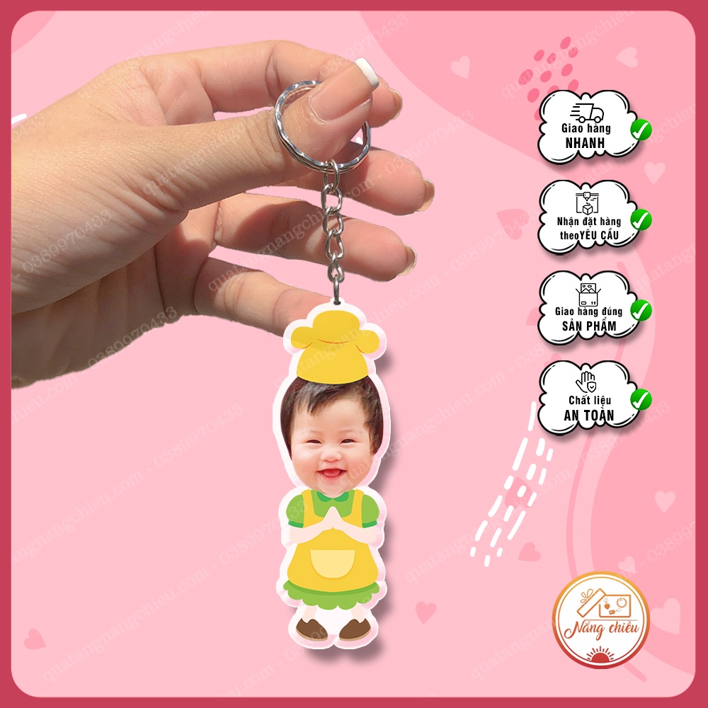 Phụ kiện đeo balo, treo xe, Móc khóa cắt ghép chibi theo yêu cầu, chất liệu mika sáng bóng, quà tặng ý nghĩa