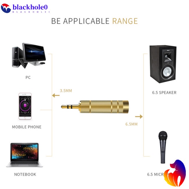 Bộ chuyển đổi âm thanh đầu cắm 3,5mm sang cổng 6,5mm cho micro/ máy tính/ điện thoại