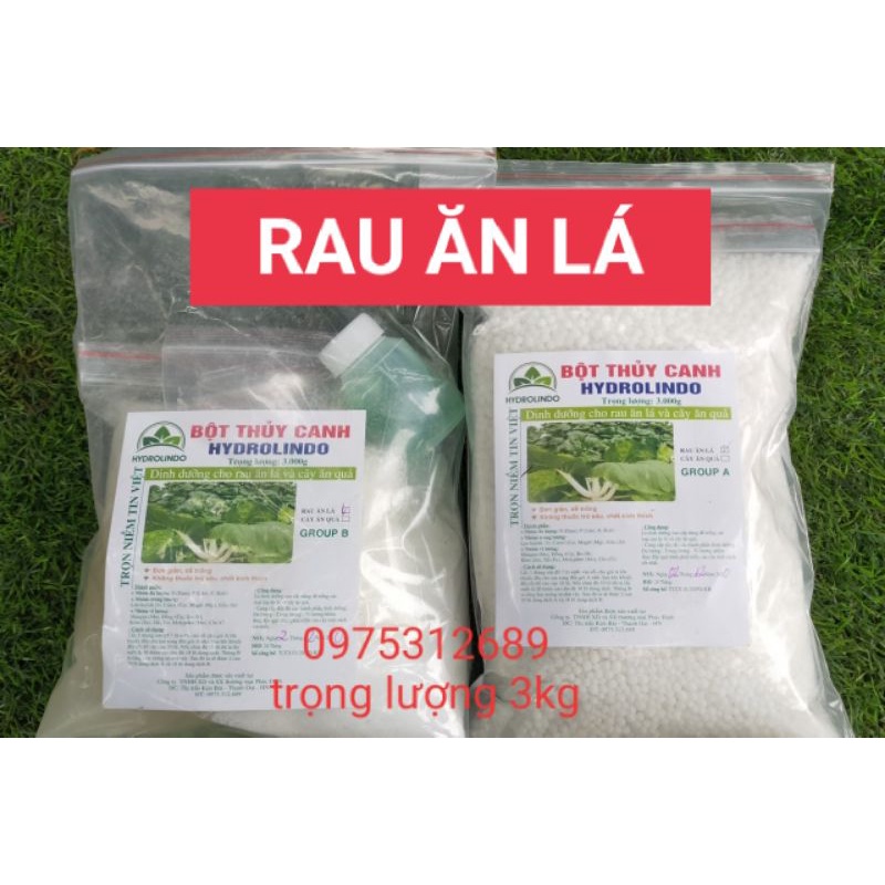 Dinh dưỡng thủy canh cho rau ăn lá Hydrolindo  cho rau ăn lá  trọng lượng 3kg pha được 1800 lít nước trồng