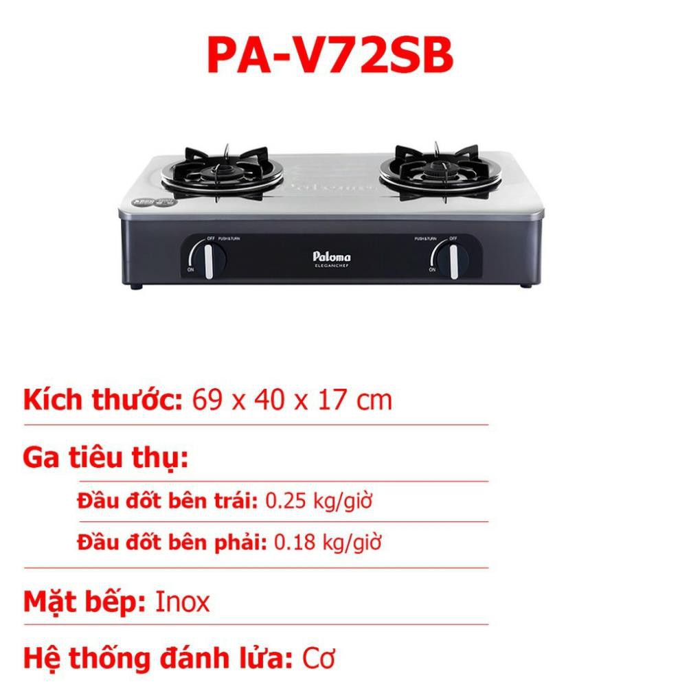 Bếp ga đôi mặt inox Paloma PA-V71SB tiết kiệm ga, cảm ứng tự động ngắt khi tắt lửa