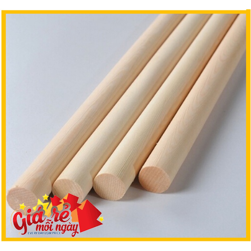 Thanh gỗ thông tròn D1m x phi 2.5cm treo rèm, thanh cọc lều vải, làm đồ trang trí, đồ handmade, làm hàng decor gỗ