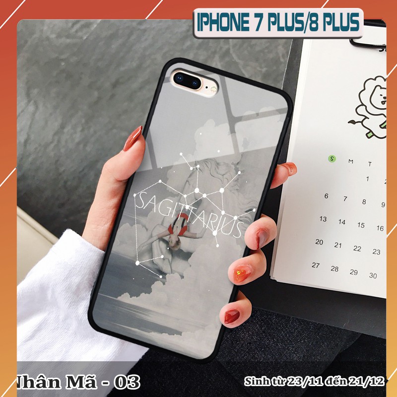 Ốp lưng kính 3D iPhone 7 Plus/ 8 Plus cung hoàng đạo