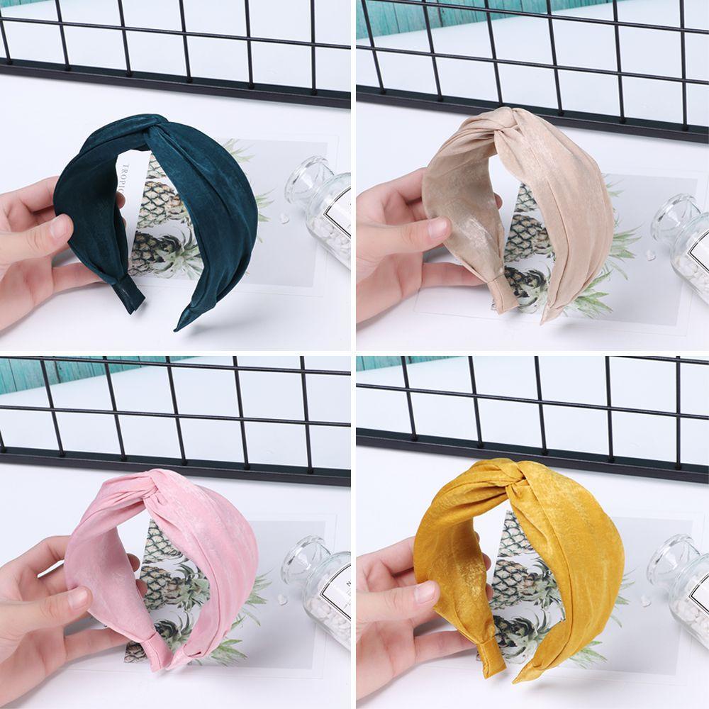 Băng Đô Vải Cotton Chiffon Bản Rộng Thắt Nút Họa Tiết Quả Thông Ngọt Ngào