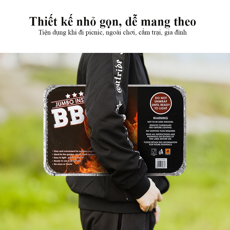 Bếp nướng than BBQ nướng thịt dùng một lần đi picnic dã ngoại phượt