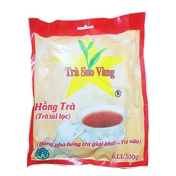 Trà đào , hồng trà túi lọc Sao Vàng gói 50g