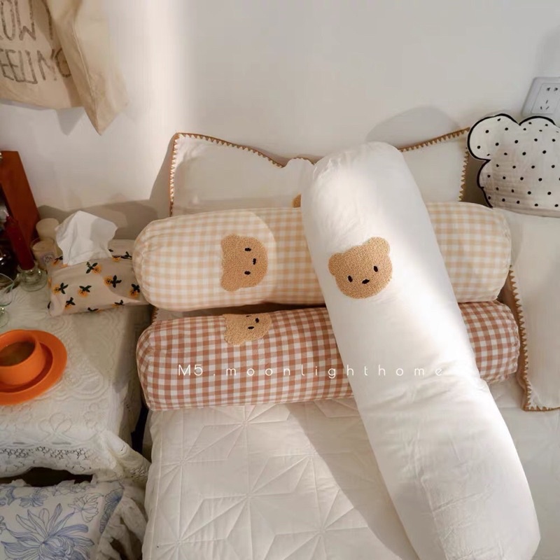 GỐI ÔM GẤU TEDDY - size 20x80 - Cotton linen