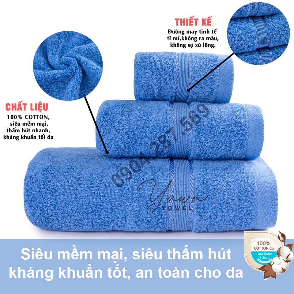 Khăn tắm gội mặt cao cấp Yawa với sợi bông cotton siêu dày thấm hút tốt, không đổ lông, không ra màu