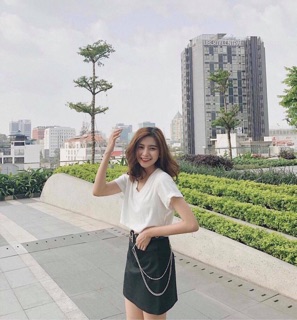 Áo croptop cổ tim cao cấp