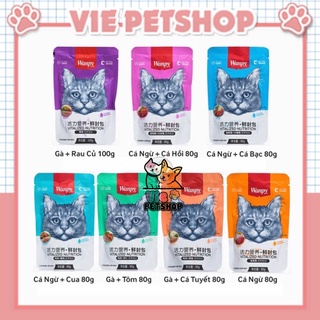 Combo 7 gói pate wanpy cao cấp cho mèo mix đủ vị gói 80g | vie petshop
