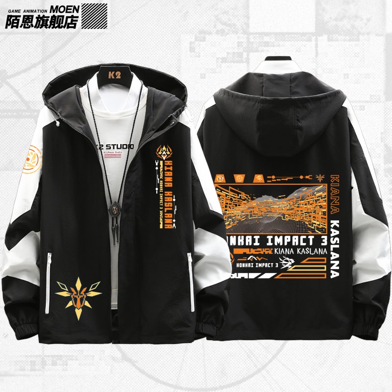 Áo Hoodie Khóa Kéo Tay Dài Cosplay Game Honkai Impact 3 Kiana Kaslana