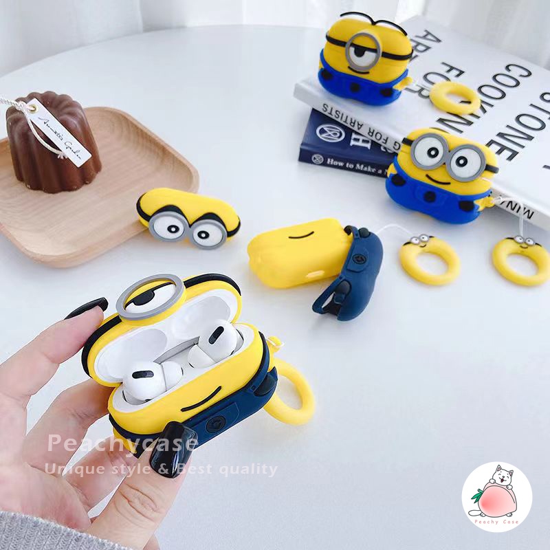 Vỏ Bảo Vệ Hộp Sạc Tai Nghe Airpods 1 2 Pro Air Pod 3 Không Dây Chống Thất Lạc Hình Minions Hoạt Hình Dễ Thương Kèm Móc Khóa Ốp