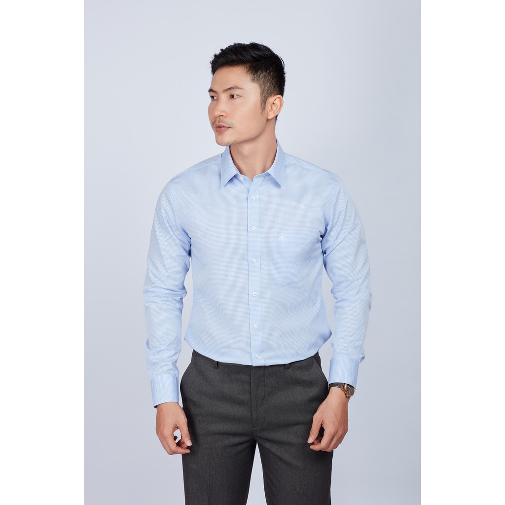 Áo sơ mi nam mattana Slim fit dài tay xanh ngọc chấm bi hoa văn MAM29200011711543