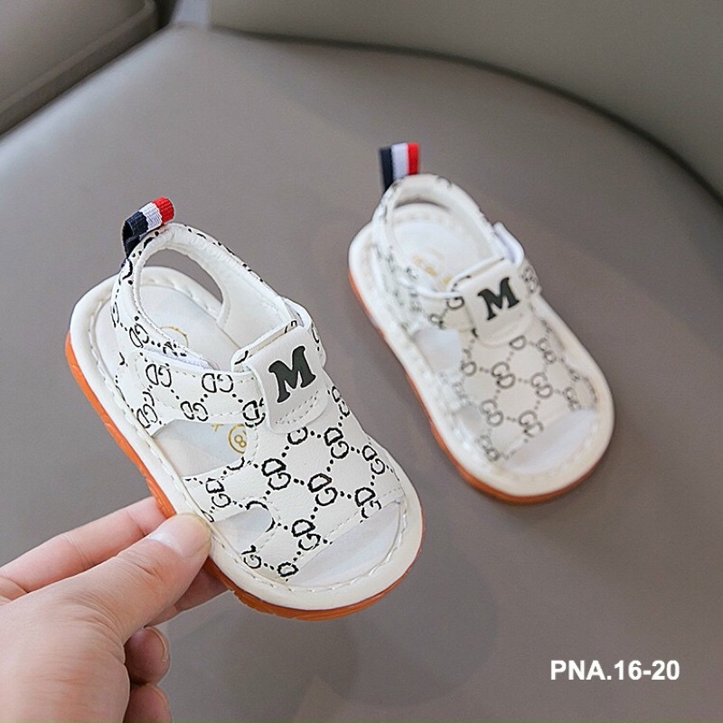 Dép tập đi siêu nhẹ quai dán chữ M có kêu chíp cho bé