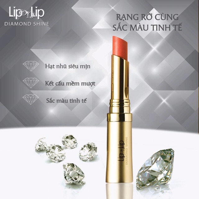 Son Lip On Lip Diamond Shine 2.2g màu đỏ mận, hồng cam