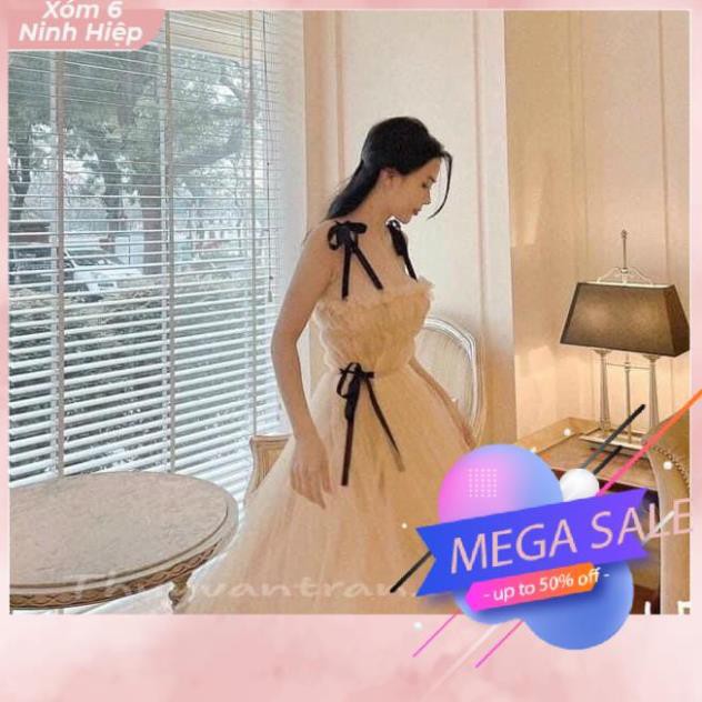 Váy Lưới Hai Lớp Đầm Tiểu Thư Hai Dây Bồng Bềnh | BigBuy360 - bigbuy360.vn