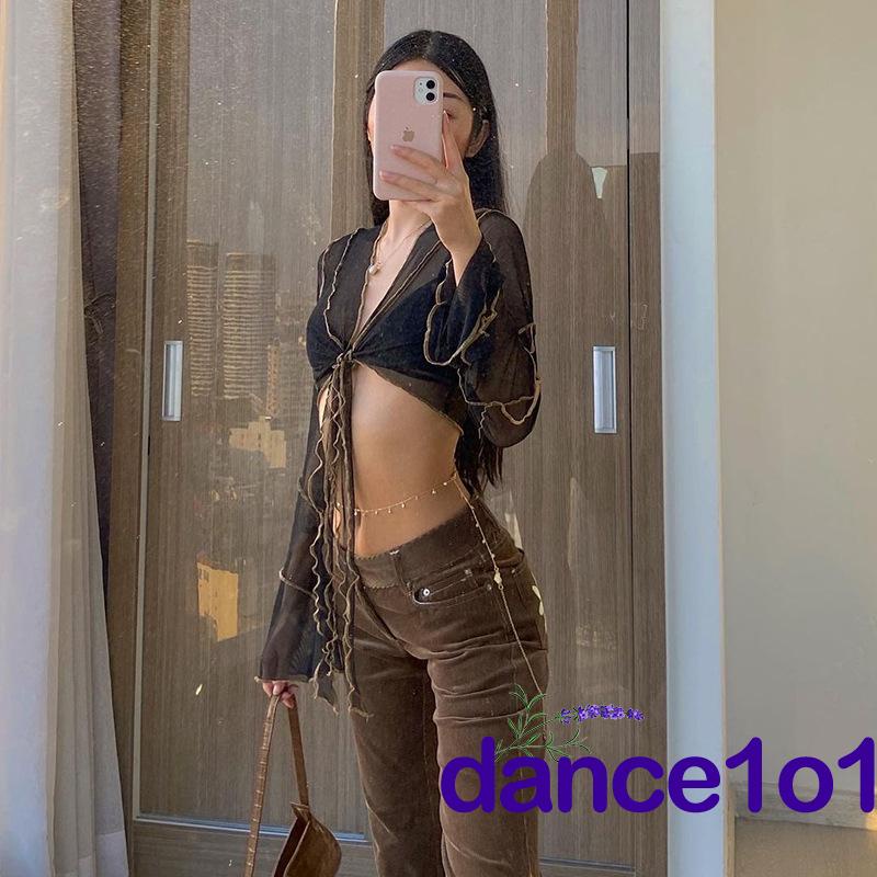 ✦Um☏Áo Tay Dài Cổ Chữ V Màu Sắc Thanh Lịch