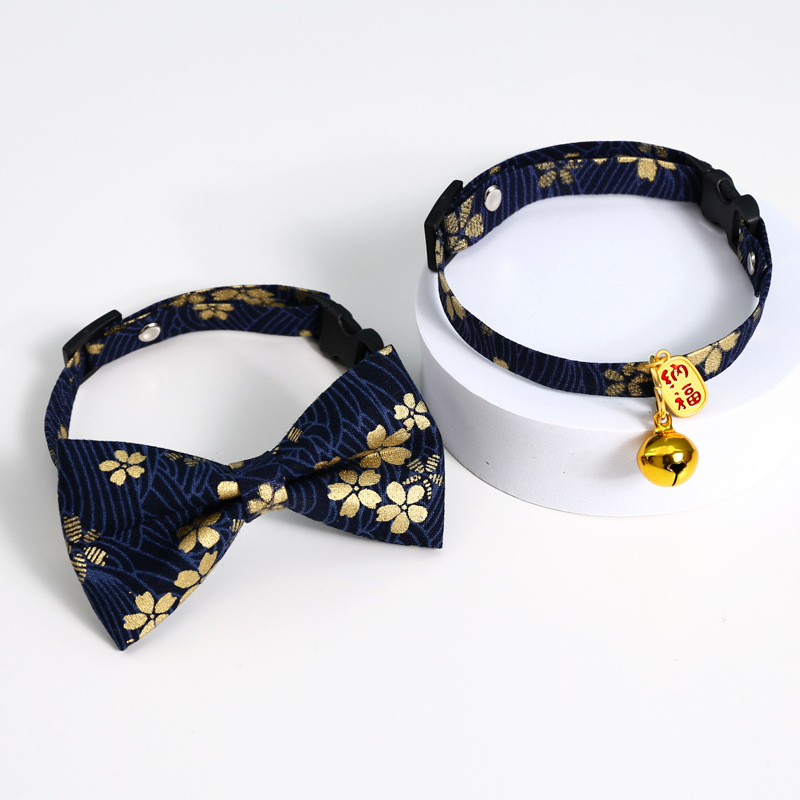 Vòng đeo cổ may mắn thêu họa tiết phong cách Trung Hoa cho thú cưng