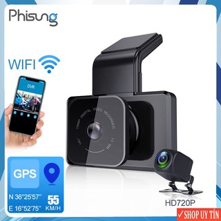 Camera hành trình ô tô cao cấp Phisung tích hợp camera sau Wifi GPS - Mã K10 - CHÍNH HÃNG BẢO HÀNH 12 THÁNG