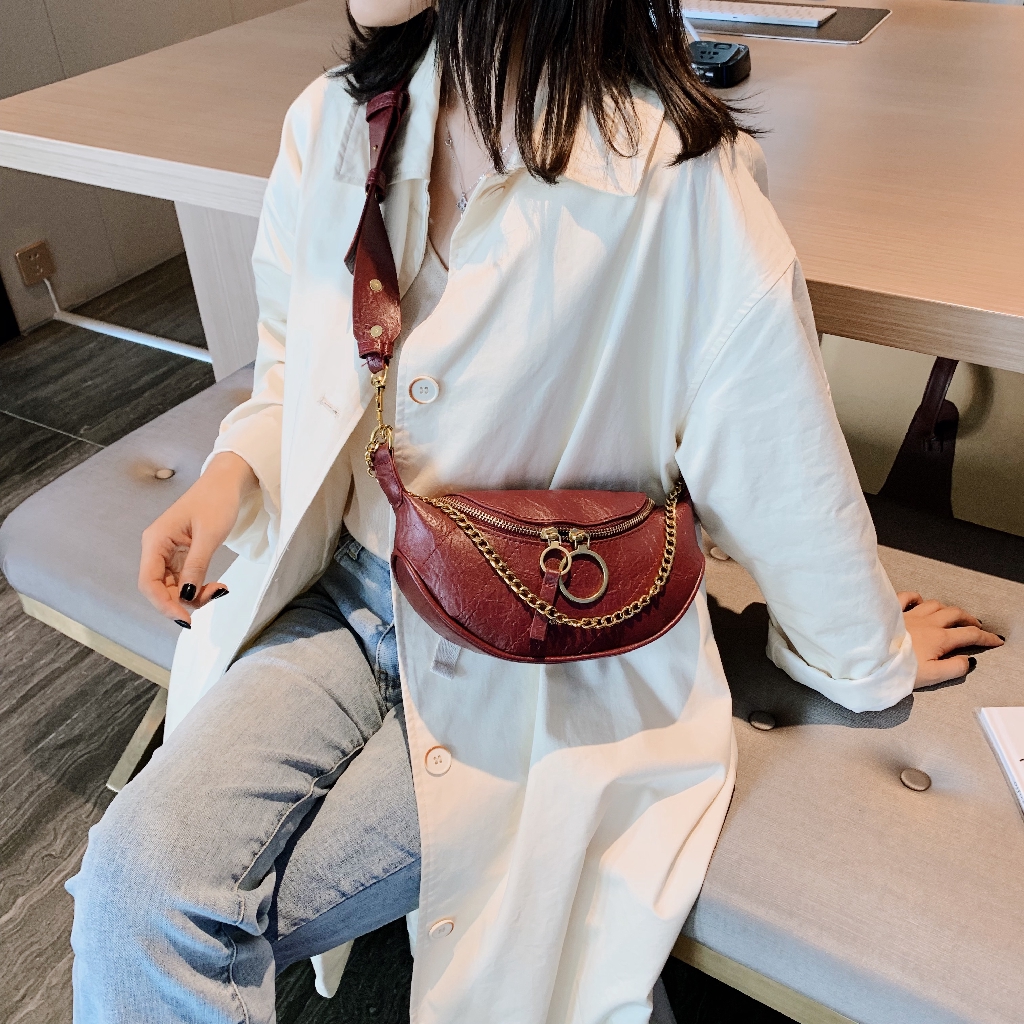 (Hàng mơi về) Túi bao tử da nhăn sành điệu kèm 2 dây đeo_MA76