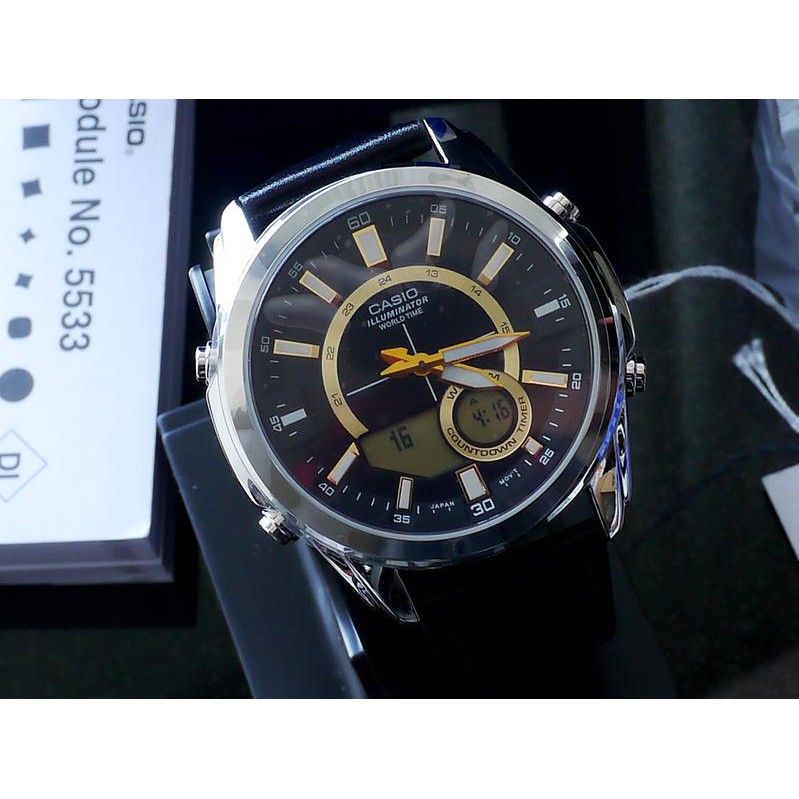 ĐỒNG HỒ NAM CASIO AMW-810L-1AV Chính Hãng Pin 10 năm - DÂY DA MÀU ĐEN