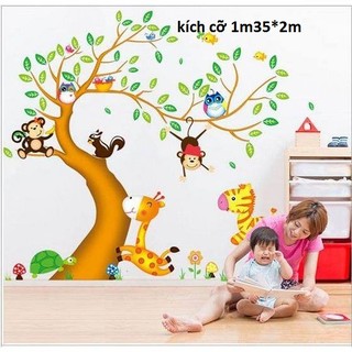 Decal dán tường vườn thú cây cam