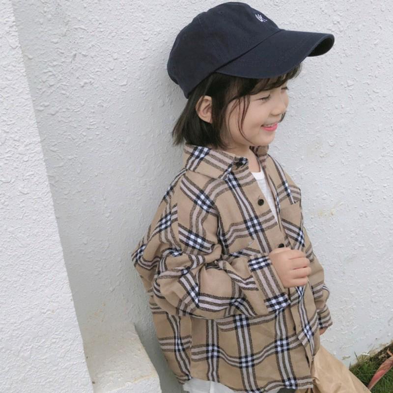 Áo sơ mi caro tay dài cho bé gái