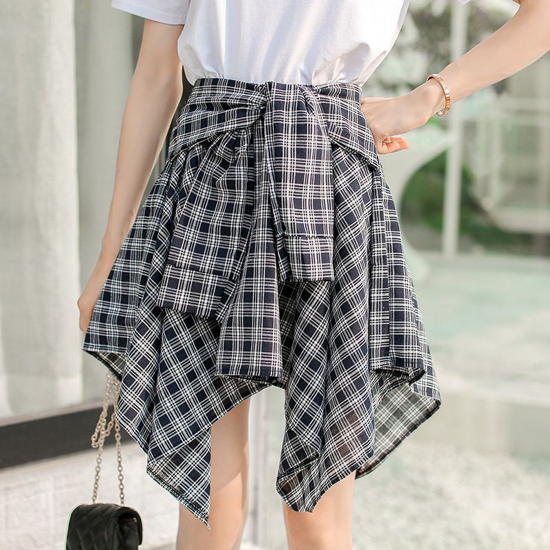 Váy lưng cao in họa tiết sọc caro chất liệu polyester thời trang cho nữ | BigBuy360 - bigbuy360.vn